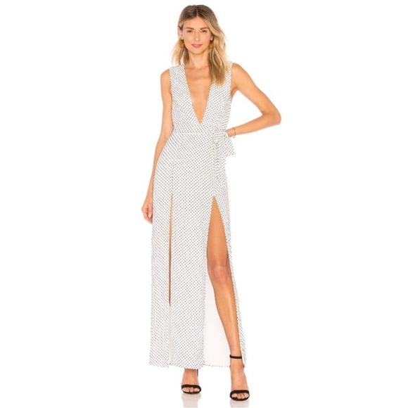 Ale by Alessandra Taura Maxi Polka Dot Deep V Neck Dress - Picture 1 of 10